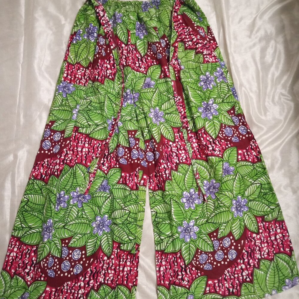 Uniti Casuals women's flared pants floral elastic waist One Size Fits Most